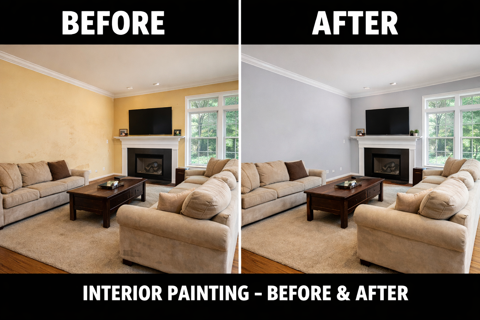 Interior Painting - before and after project